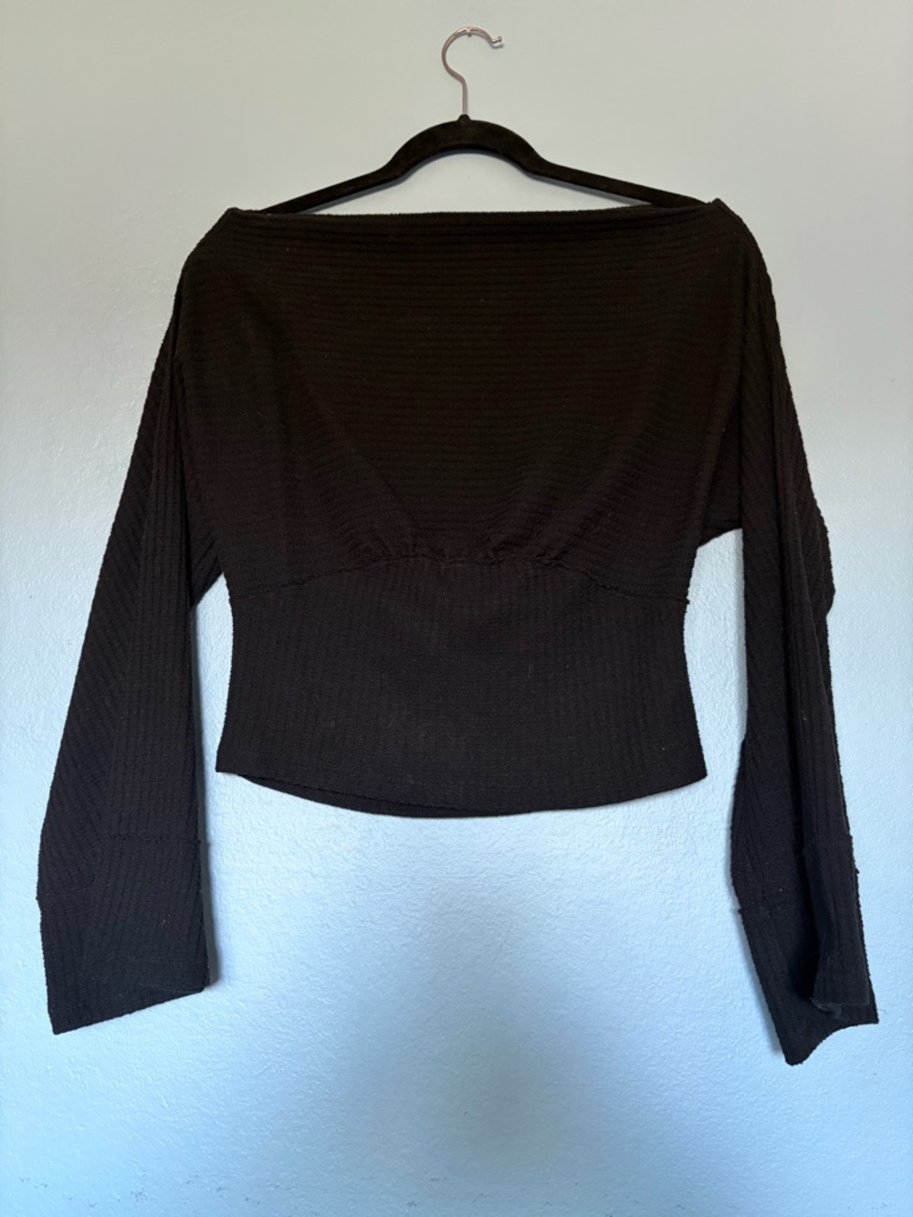 We The Free Black Ribbed Long Sleeve Top